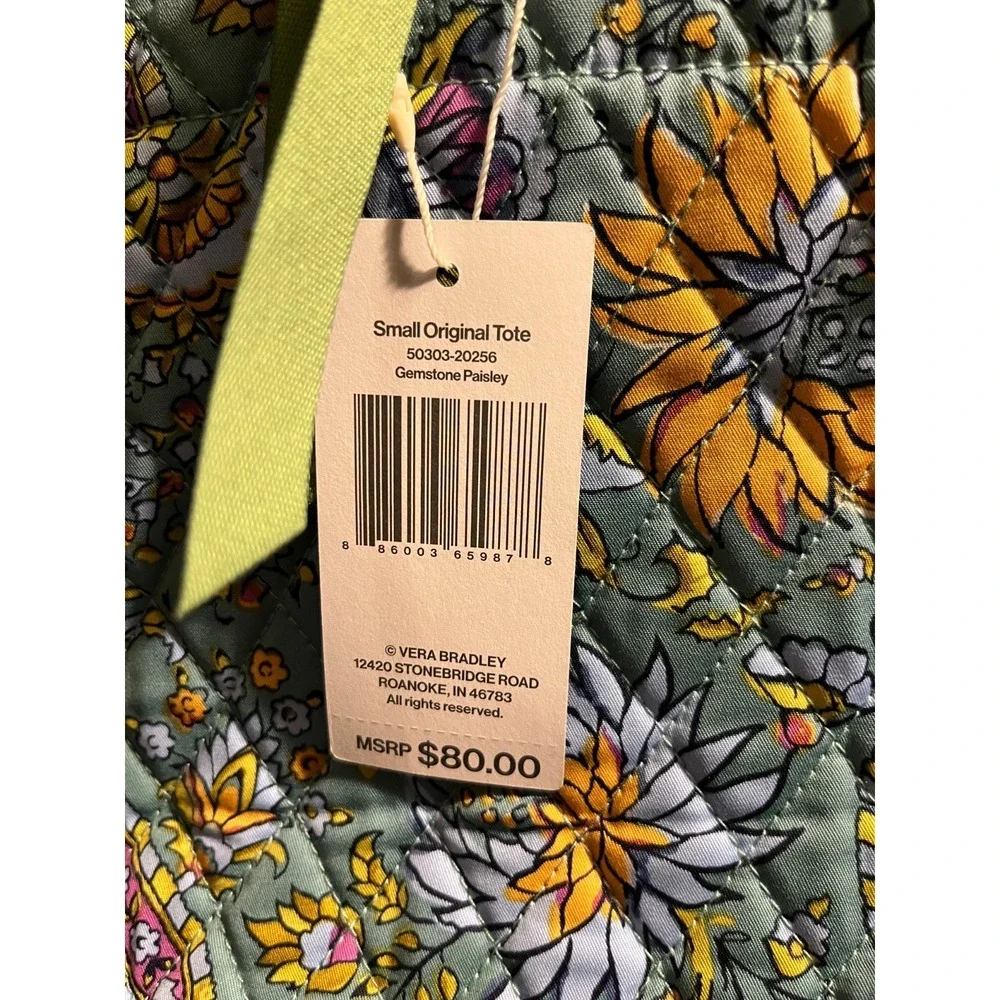 Vera Bradley Gemstone Paisley Small Original Tote Bag NWT MSRP: $80 - Picture 3 of 10